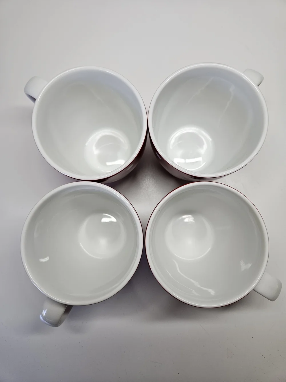 Crate & Barrel Red Ceramic Reindeer Christmas Mugs 12 OZ Set 4